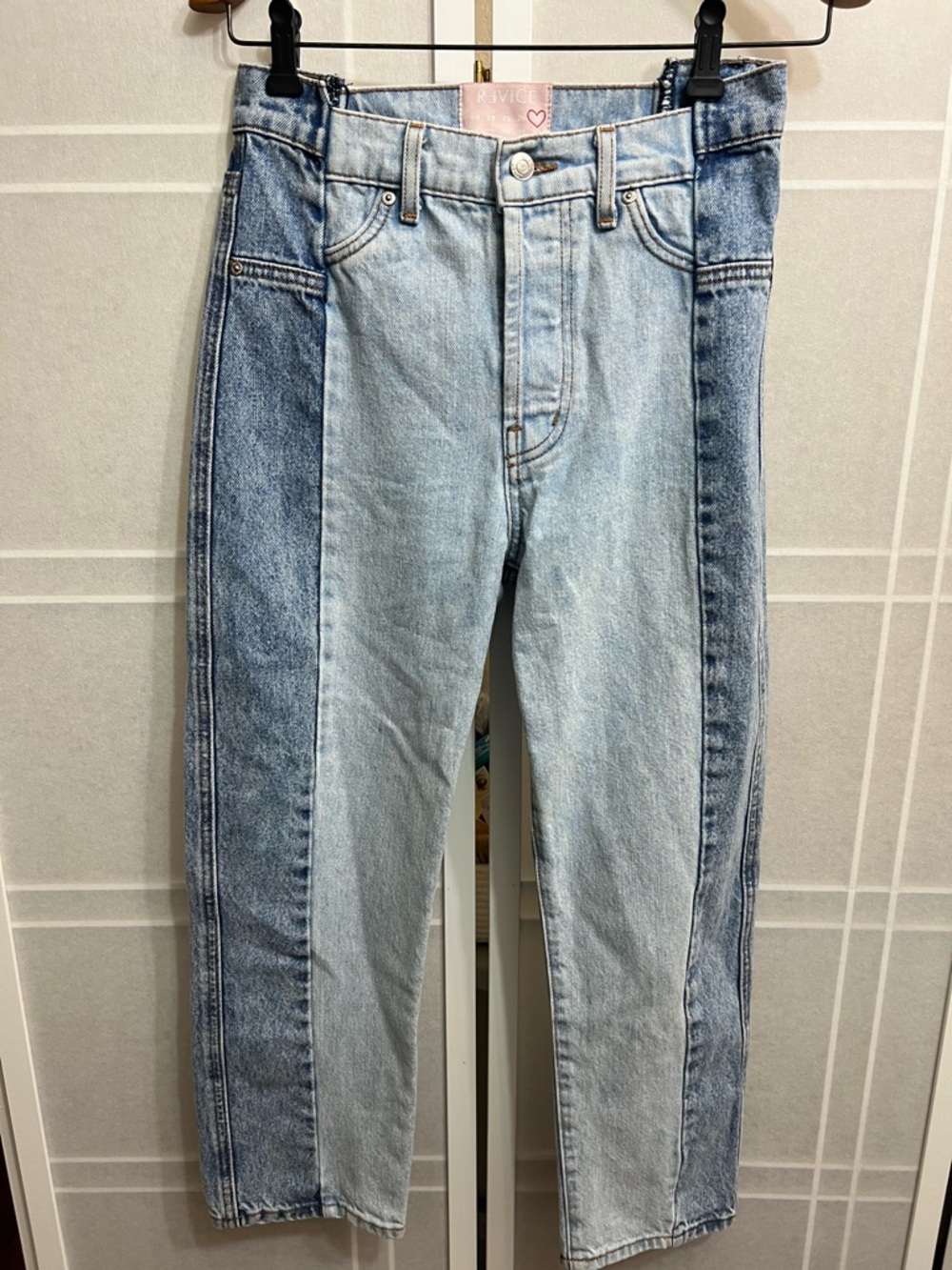 REVICE Two-Tone Light & Dark Blue Relaxed Jeans